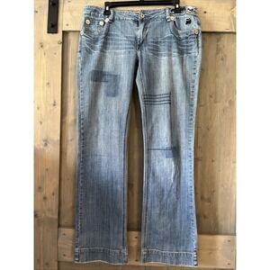 Vintage  Apple Bottoms Jeans Size 11/12 Embroidered Logo Patch Heart Flames RARE